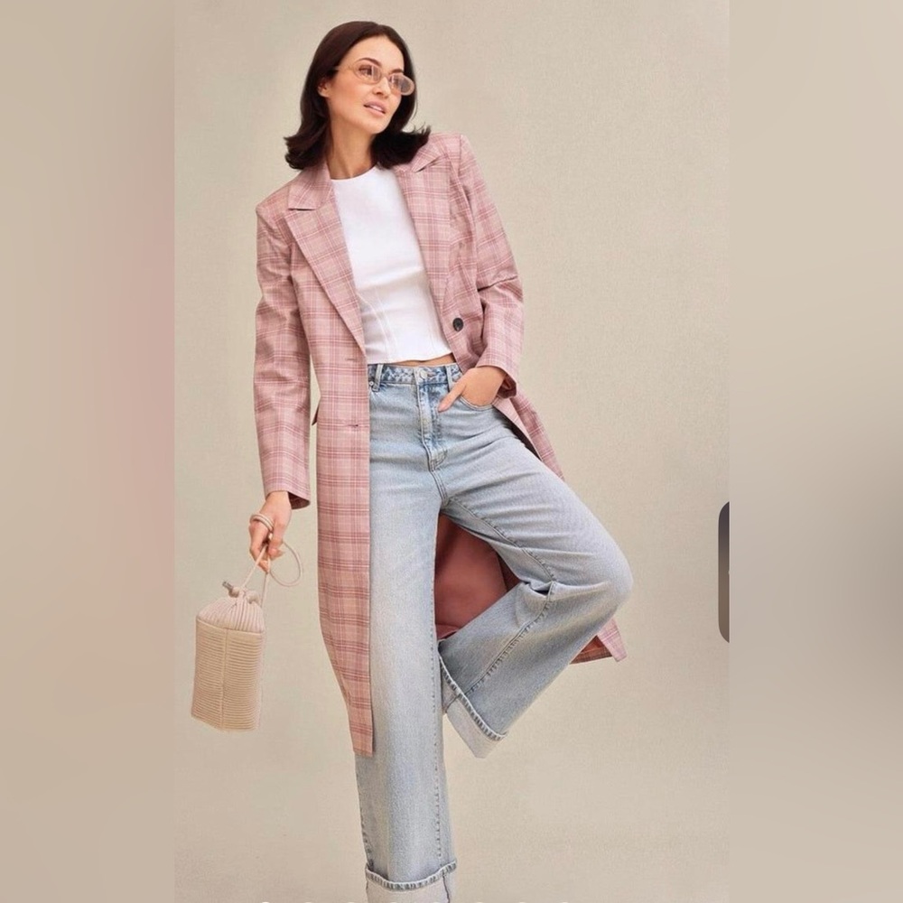 Avec Les Filles Pink Plaid Coat*** Gorgeous!!!!